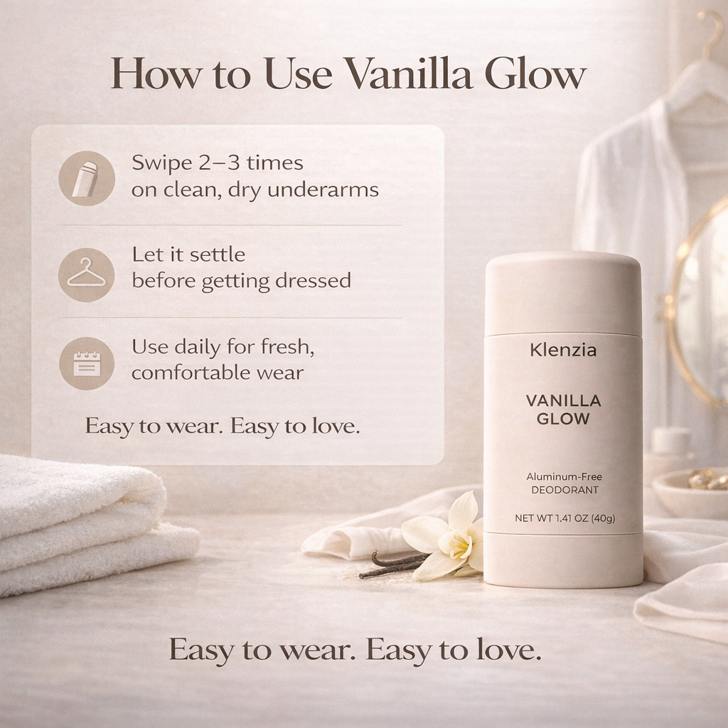 Klenzia™ Vanilla Glow Deodorant | 48-Hour Odor Protection, Aluminum-Free